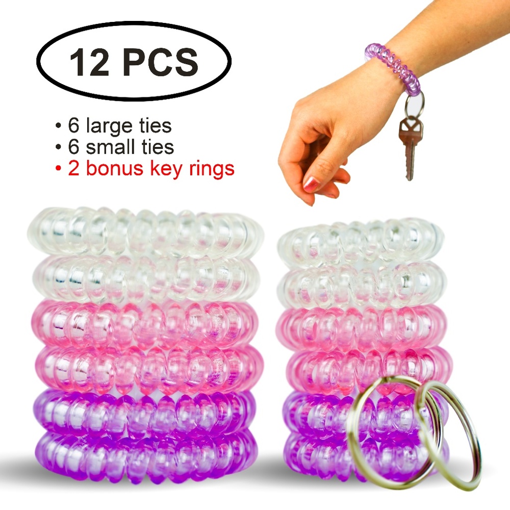 😘NWT 12 Pc 3 Colors Spiral Hair Tie-Pastel Set 😍